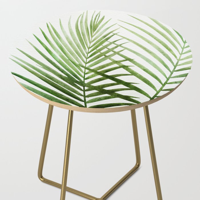 Fresh Palm Fronds Watercolor Side Table Gallery Image 2