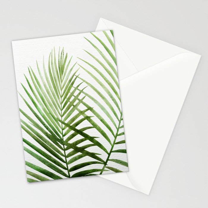 Fresh Palm Fronds Watercolor Stationery Card Gallery Image 2