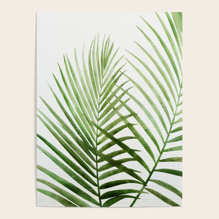 Fresh Palm Fronds Watercolor Poster Gallery Image 1
