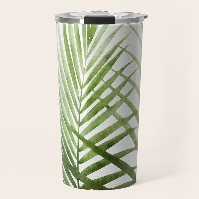 Fresh Palm Fronds Watercolor Travel Mug Gallery Image 1