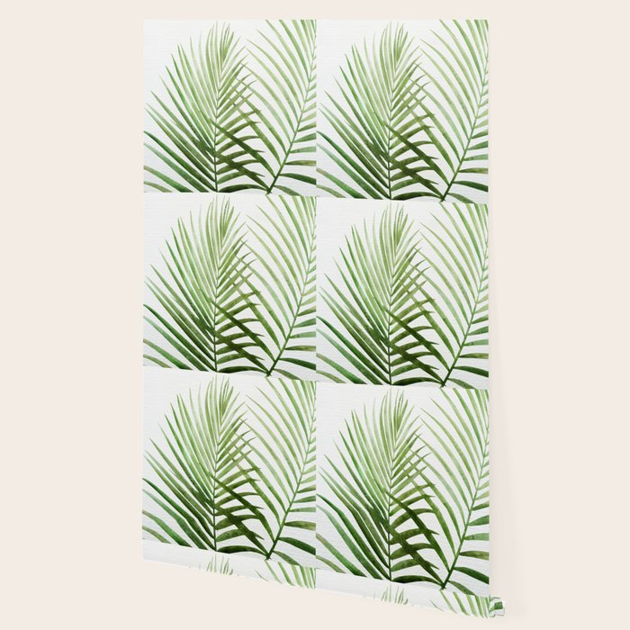 Fresh Palm Fronds Watercolor Wallpaper Gallery Image 2