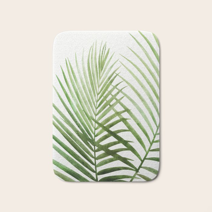Fresh Palm Fronds Watercolor Bath Mat Gallery Image 1