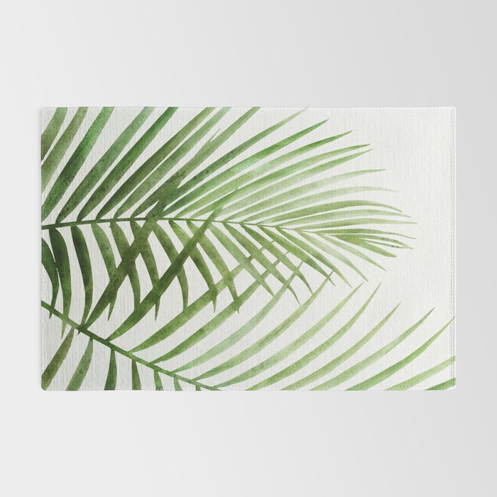 Fresh Palm Fronds Watercolor Rug Gallery Image 2