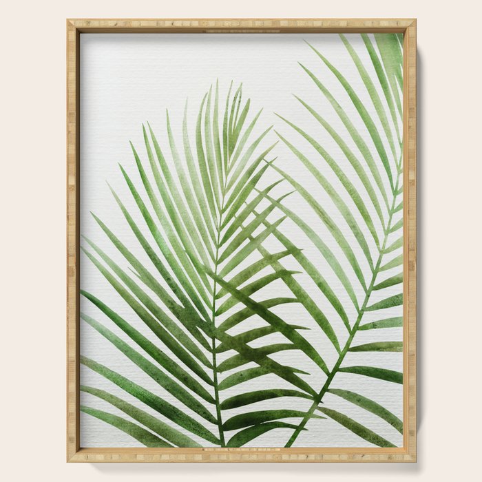 Fresh Palm Fronds Watercolor Serving Tray Gallery Image 1