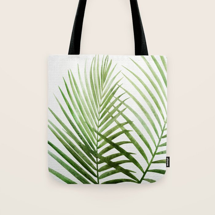 Fresh Palm Fronds Watercolor Tote Bag Gallery Image 1