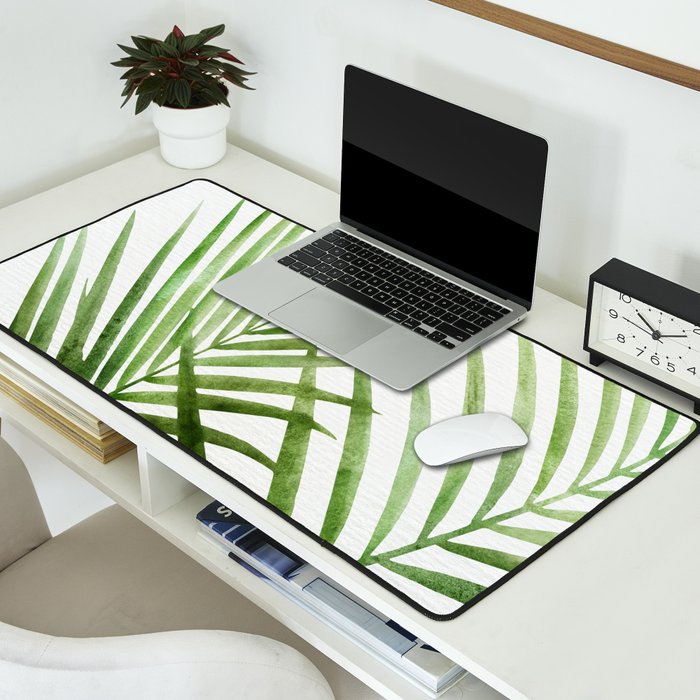 Fresh Palm Fronds Watercolor Desk Mat Gallery Image 2