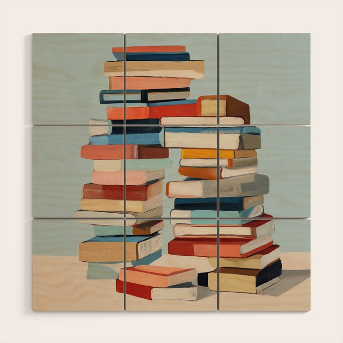 Books in Balance Wood Wall Art Gallery Image 1