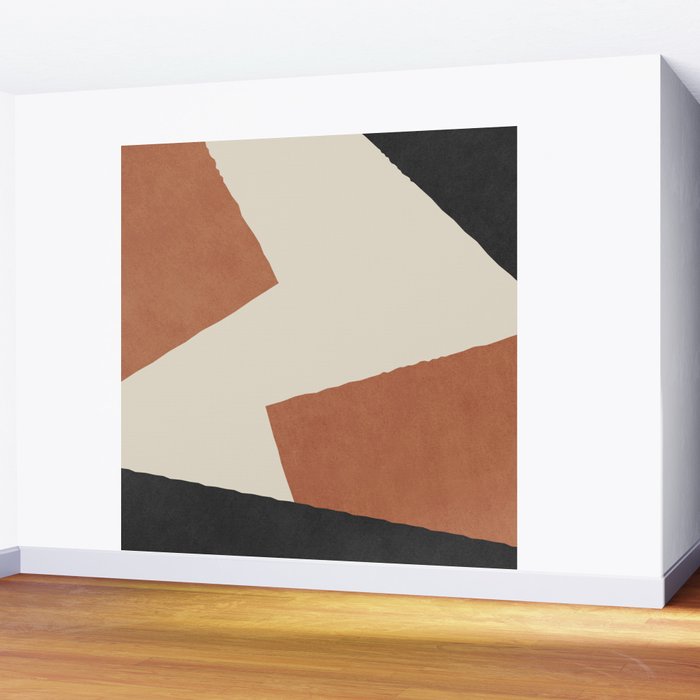 Graphic Edge Shapes - Terracotta Orange Brown Wall Mural Gallery Image 2