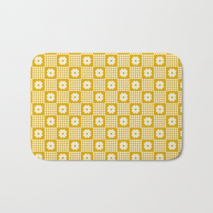 Check and Flowers Bath Mat Gallery Image 1