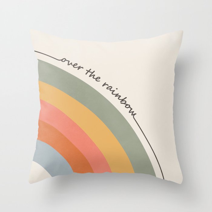 Retro Boho Rainbow with Quote Throw Pillow Gallery Image 6