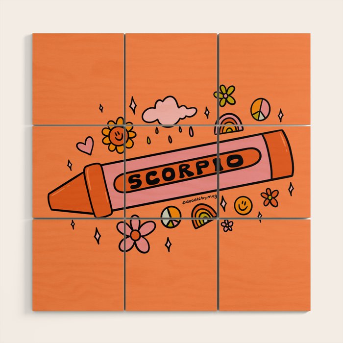 Scorpio Crayon Wood Wall Art Gallery Image 1