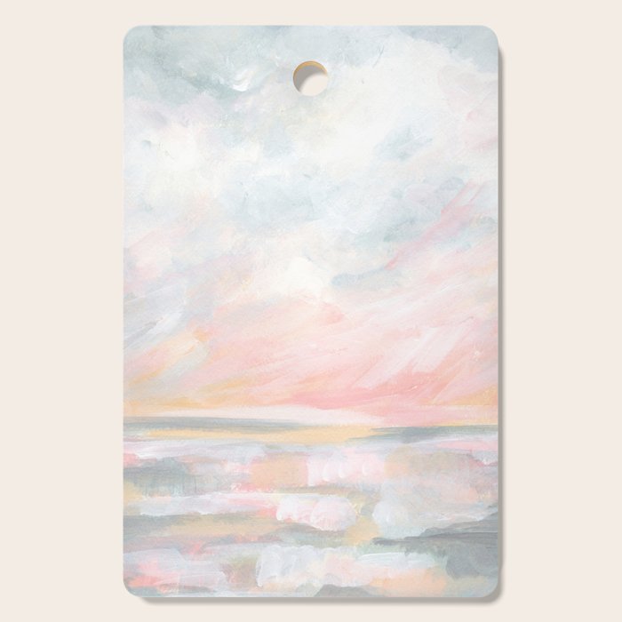 Overwhelm - Pink and Gray Pastel Seascape Cutting Board Gallery Image 1