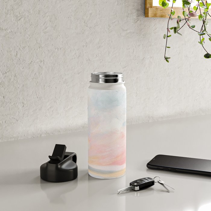 Overwhelm - Pink and Gray Pastel Seascape Water Bottle Gallery Image 4