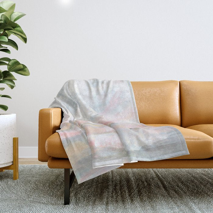 Overwhelm - Pink and Gray Pastel Seascape Throw Blanket Gallery Image 1