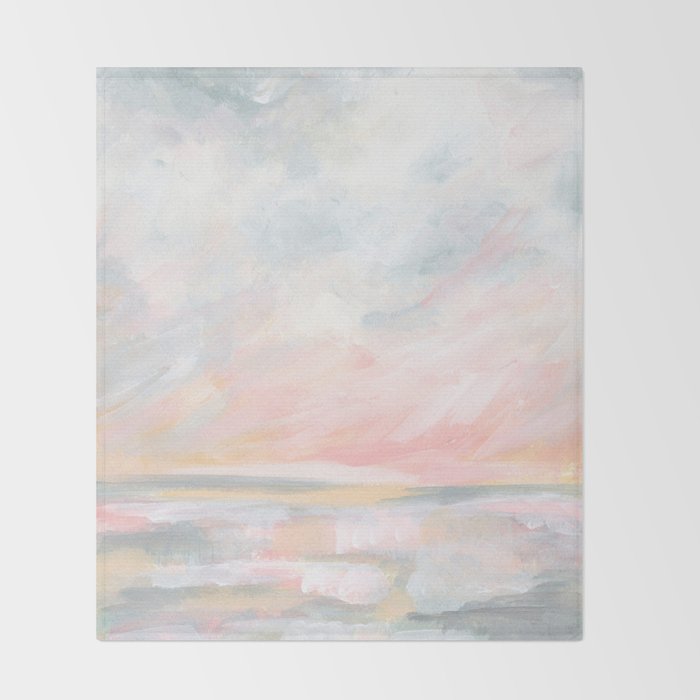 Overwhelm - Pink and Gray Pastel Seascape Throw Blanket Gallery Image 2