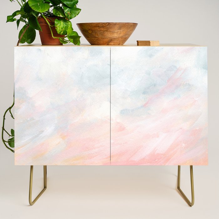 Overwhelm - Pink and Gray Pastel Seascape Credenza Gallery Image 1