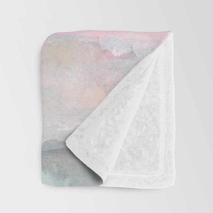 Overwhelm - Pink and Gray Pastel Seascape Throw Blanket Gallery Image 3