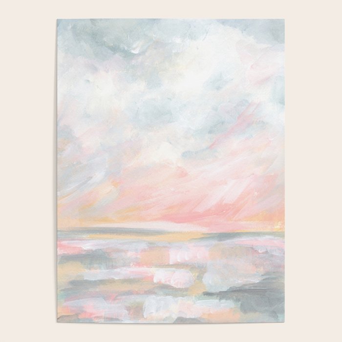 Overwhelm - Pink and Gray Pastel Seascape Poster Gallery Image 4