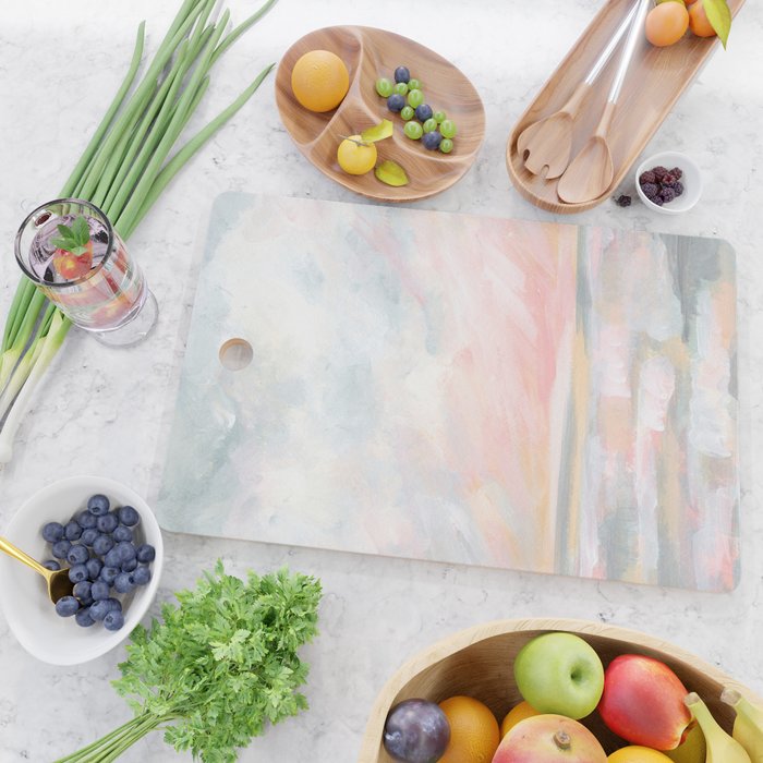 Overwhelm - Pink and Gray Pastel Seascape Cutting Board Gallery Image 2