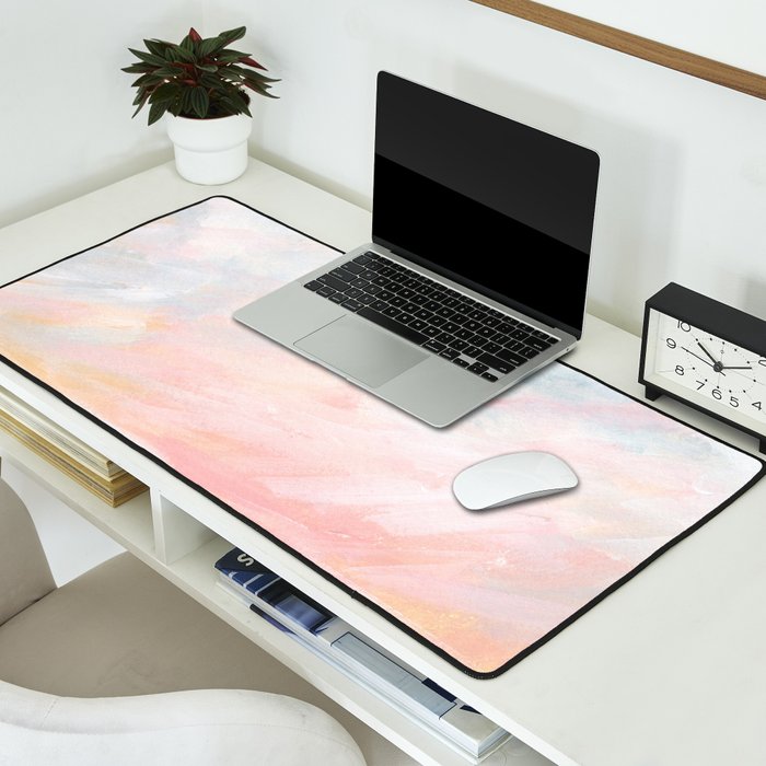 Overwhelm - Pink and Gray Pastel Seascape Desk Mat Gallery Image 2