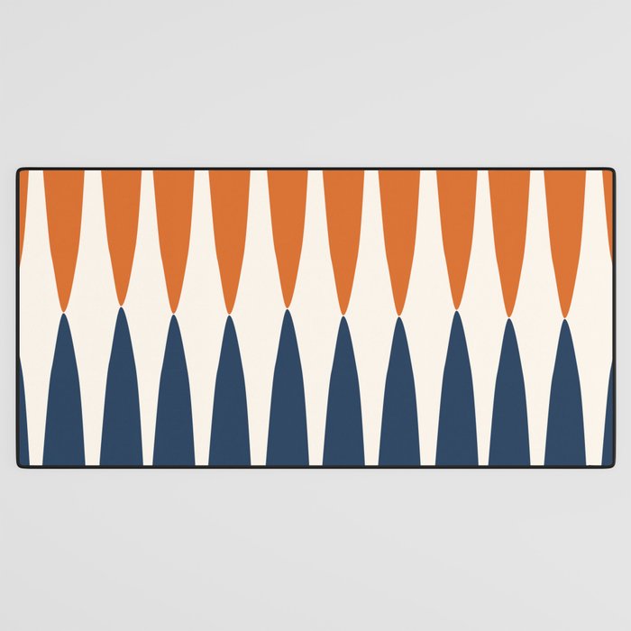 Abstract Shapes 106 Pattern in vintage Orange and Navy Blue  Desk Mat Gallery Image 3