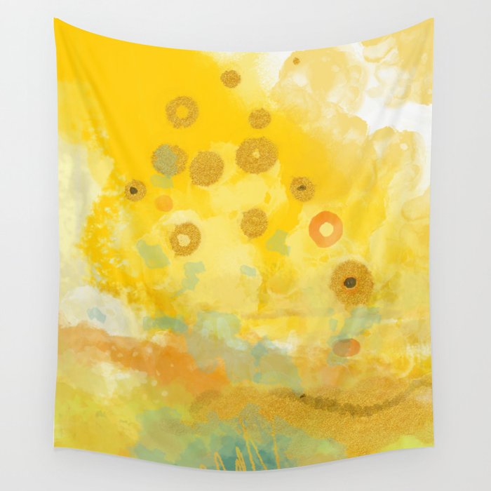 Abstract autumn with gold and warm light Wall Tapestry Gallery Image 1