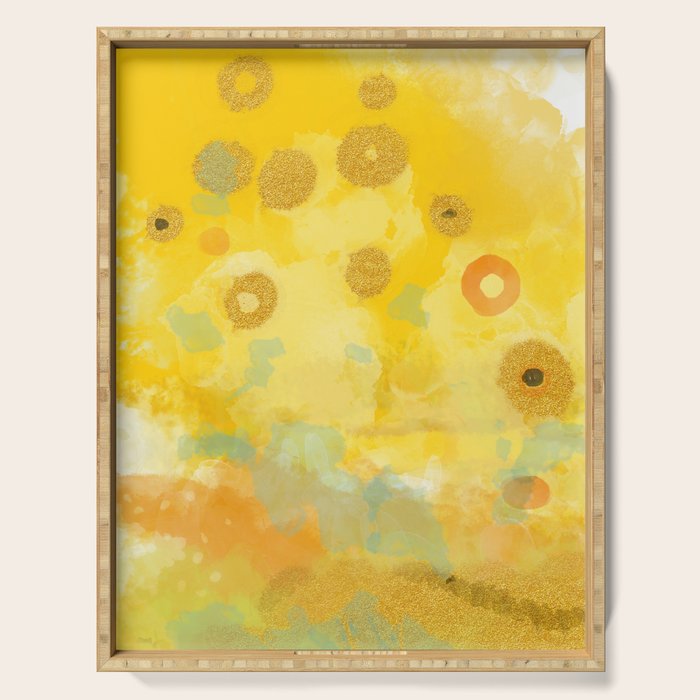 Abstract autumn with gold and warm light Serving Tray Gallery Image 1