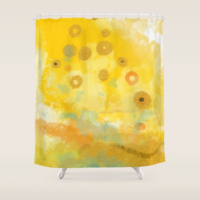 Abstract autumn with gold and warm light Shower Curtain Gallery Image 1