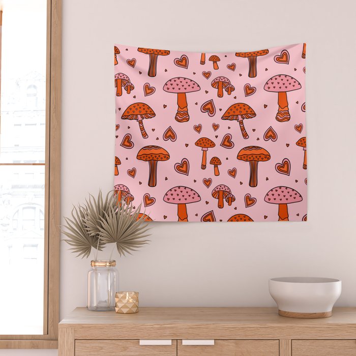 Valentine Mushrooms Wall Tapestry Gallery Image 2