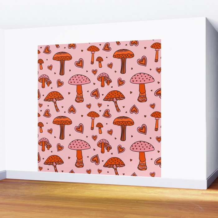 Valentine Mushrooms Wall Mural Gallery Image 2