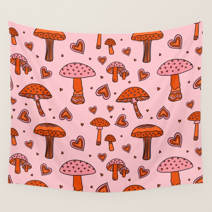 Valentine Mushrooms Wall Tapestry Gallery Image 4