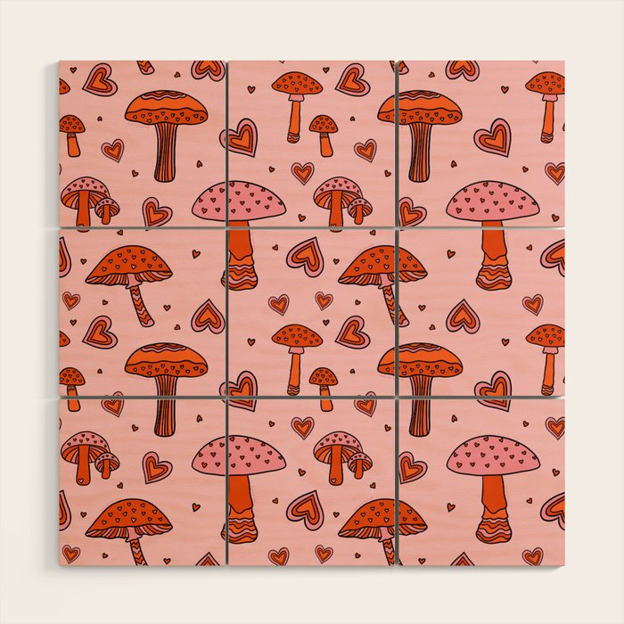 Valentine Mushrooms Wood Wall Art Gallery Image 1