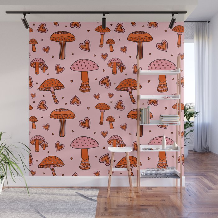 Valentine Mushrooms Wall Mural Gallery Image 1
