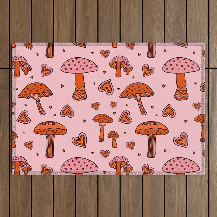 Valentine Mushrooms Outdoor Rug Gallery Image 1