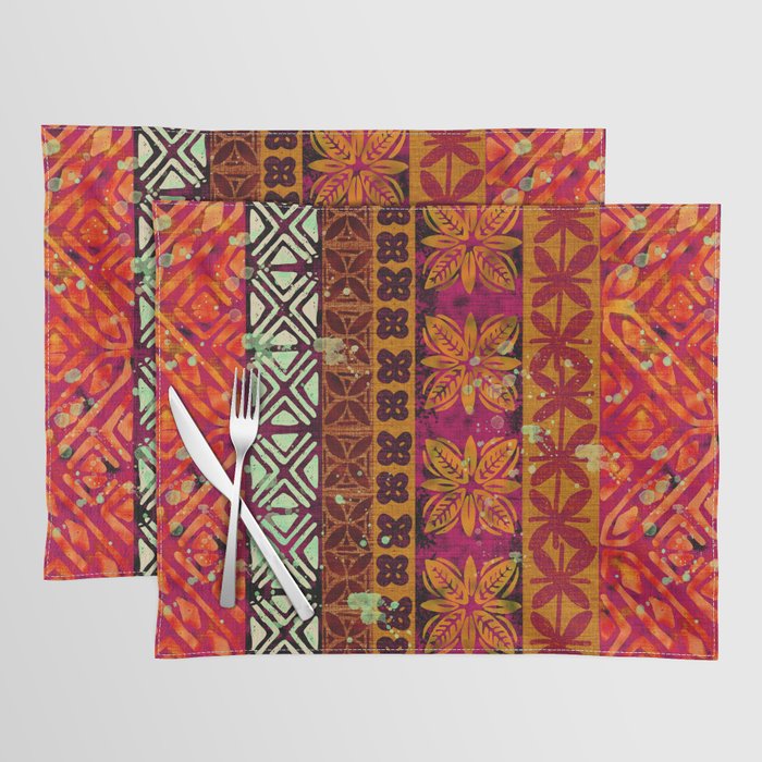 Vintage Hawaii Barkcloth Beachy design 204b Placemat Gallery Image 1