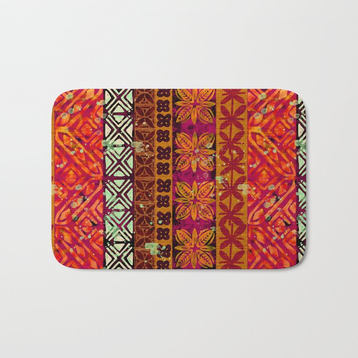 Vintage Hawaii Barkcloth Beachy design 204b Bath Mat Gallery Image 1
