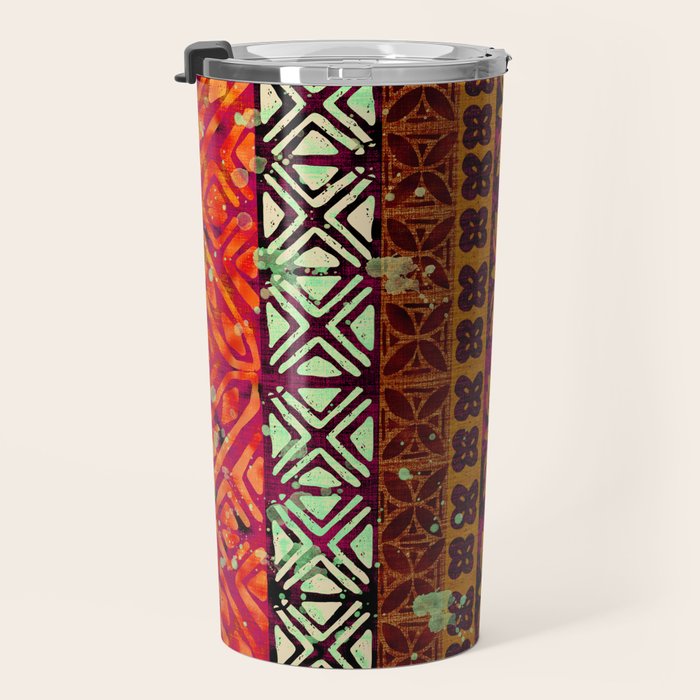 Vintage Hawaii Barkcloth Beachy design 204b Travel Mug Gallery Image 3
