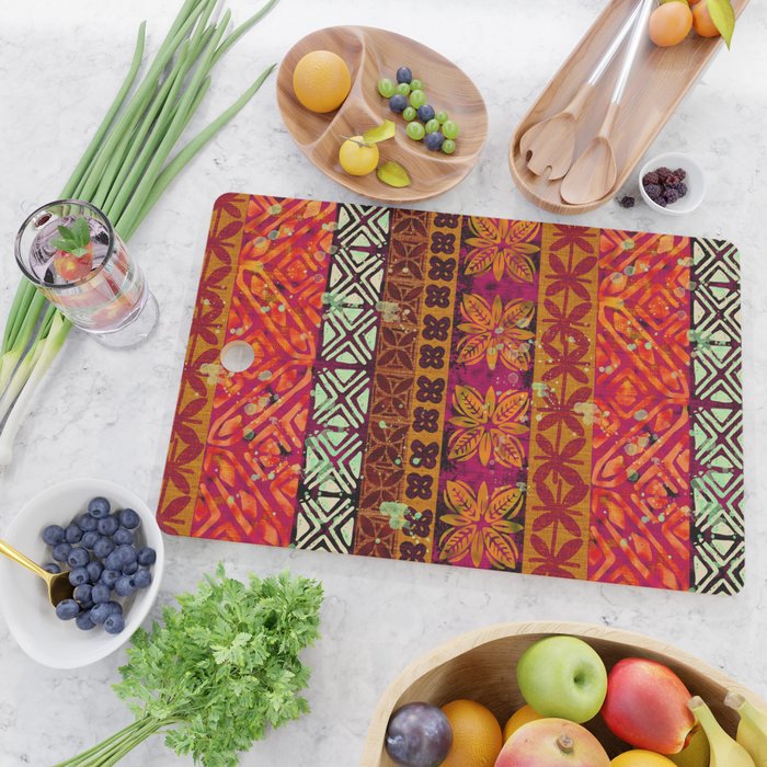 Vintage Hawaii Barkcloth Beachy design 204b Cutting Board Gallery Image 2