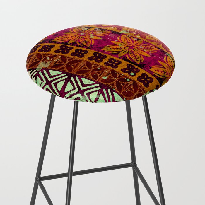 Vintage Hawaii Barkcloth Beachy design 204b Stool Gallery Image 2