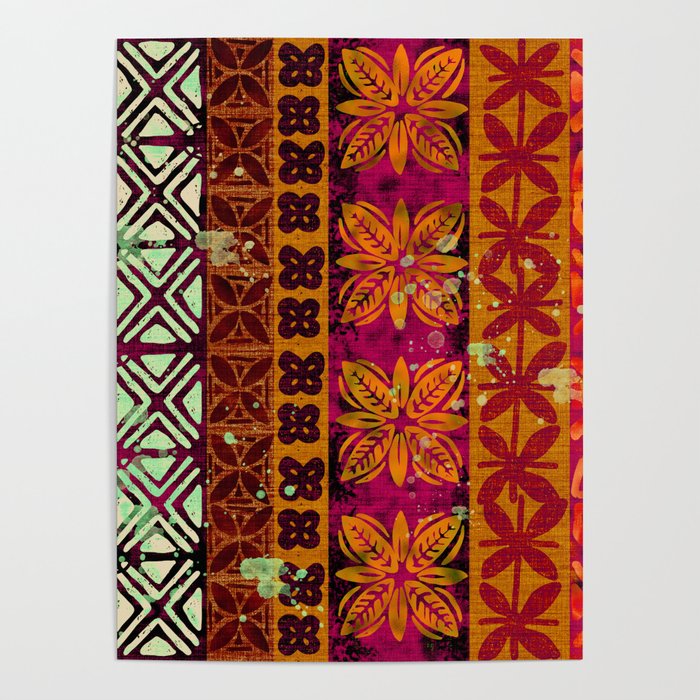 Vintage Hawaii Barkcloth Beachy Design 204b Poster