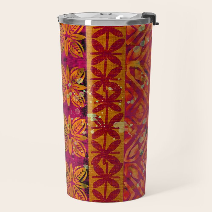 Vintage Hawaii Barkcloth Beachy design 204b Travel Mug Gallery Image 2