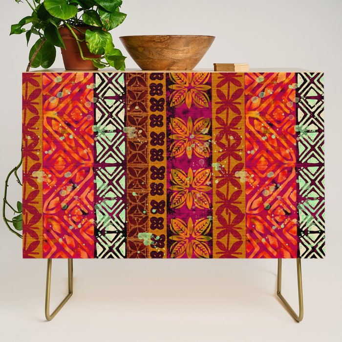 Vintage Hawaii Barkcloth Beachy design 204b Credenza Gallery Image 1