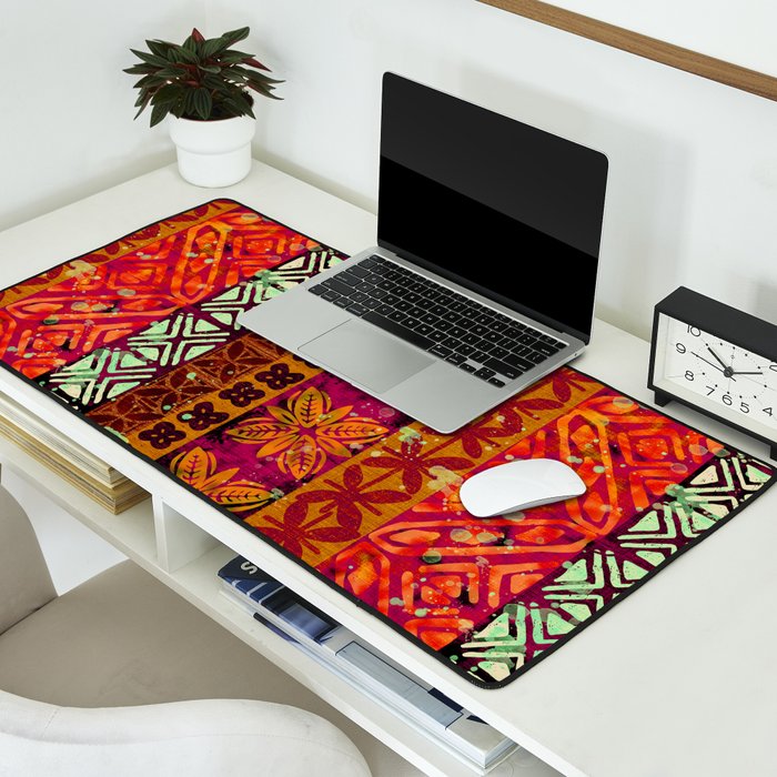 Vintage Hawaii Barkcloth Beachy design 204b Desk Mat Gallery Image 2