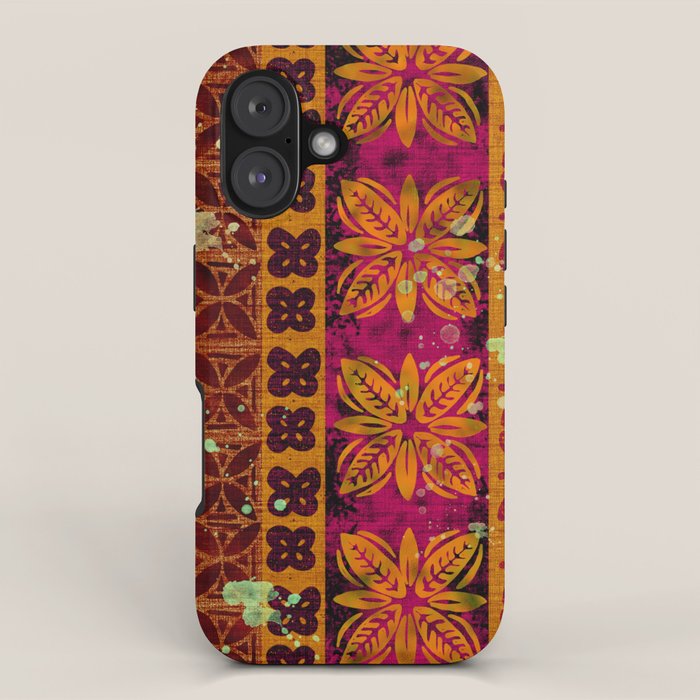 Vintage Hawaii Barkcloth Beachy design 204b iPhone Case Gallery Image 1