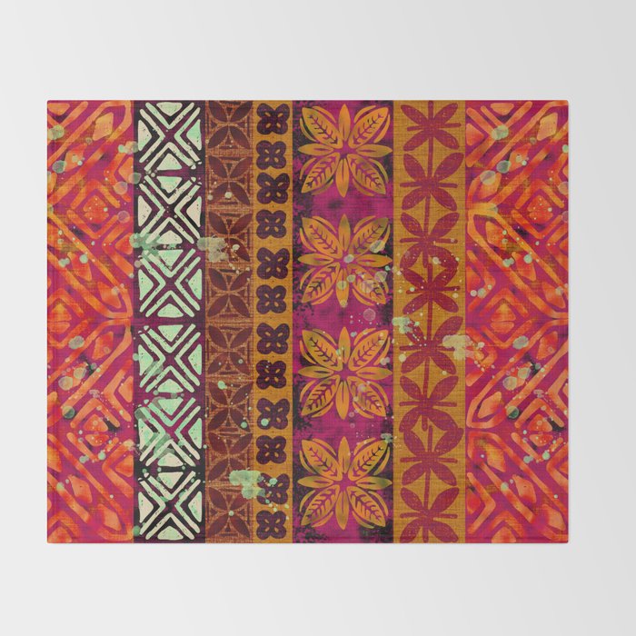 Vintage Hawaii Barkcloth Beachy design 204b Throw Blanket Gallery Image 2