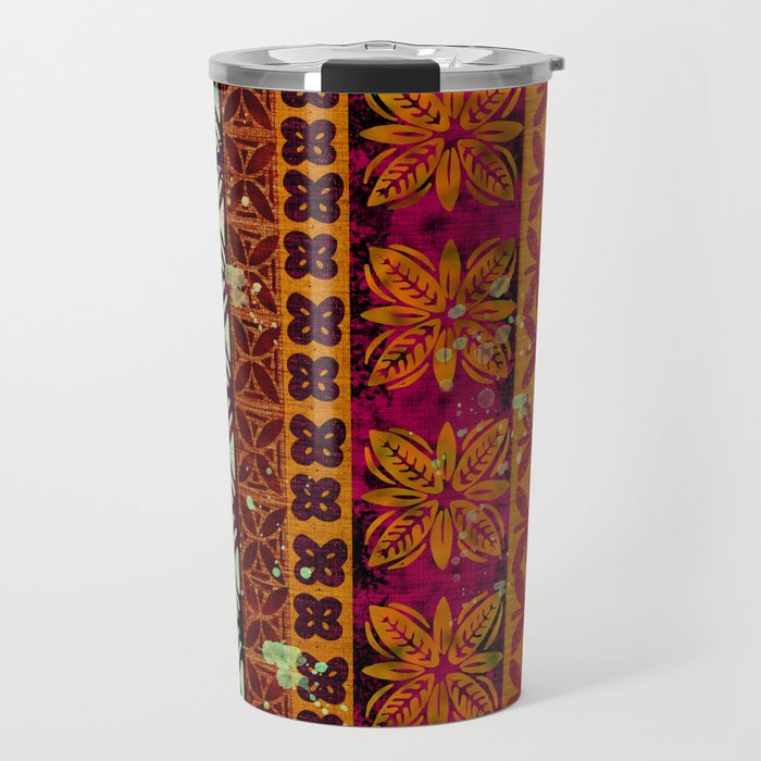 Vintage Hawaii Barkcloth Beachy design 204b Travel Mug Gallery Image 1
