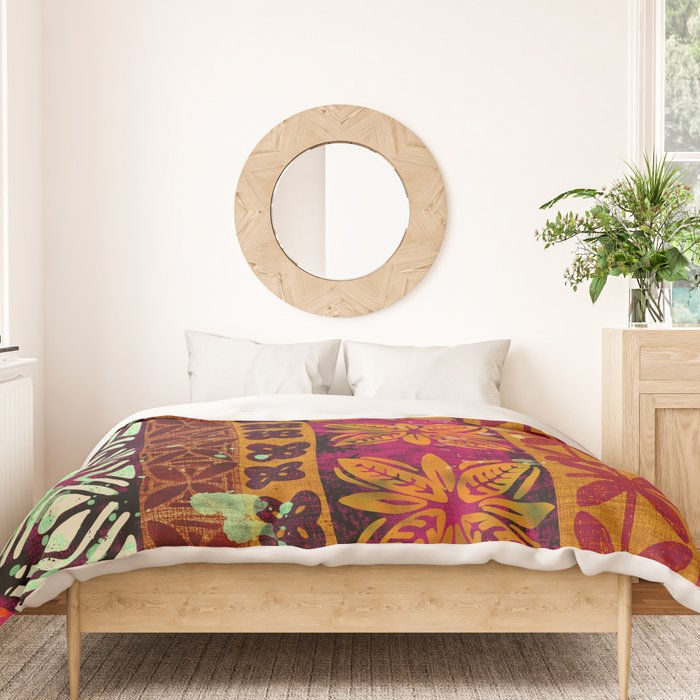 Vintage Hawaii Barkcloth Beachy design 204b Duvet Cover Gallery Image 3