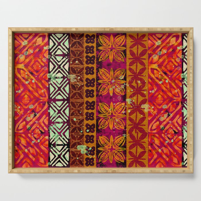 Vintage Hawaii Barkcloth Beachy design 204b Serving Tray Gallery Image 1