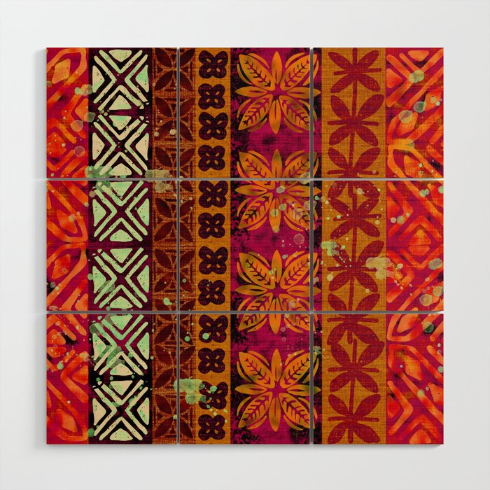 Vintage Hawaii Barkcloth Beachy design 204b Wood Wall Art Gallery Image 1