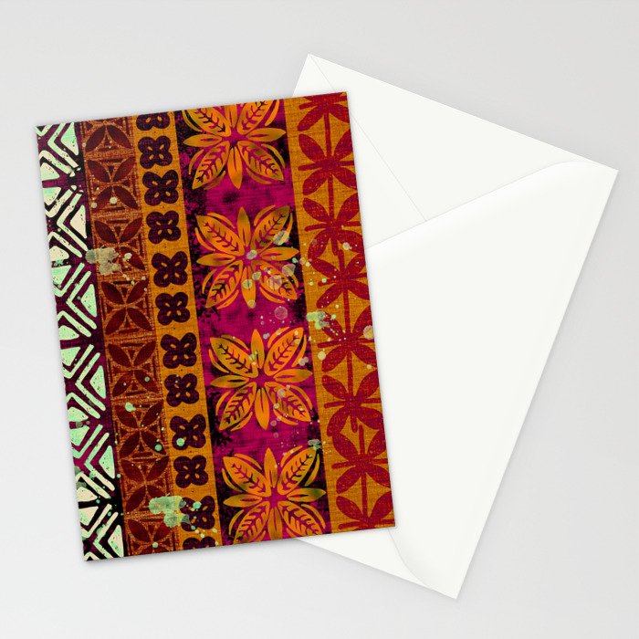 Vintage Hawaii Barkcloth Beachy design 204b Stationery Card Gallery Image 2